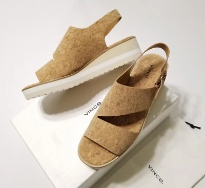 Sandalia de plataforma con cuña Vince Shelby de corcho con correa en natural talla 10 $275 nueva en caja Foto 1 de 4
