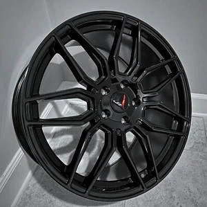 C8 Z06 SPIDER CORVETTE WHEELS GLOSS BLACK 2020-2026 C8 BASE/STINGRAY/Z51 - Picture 1 of 6