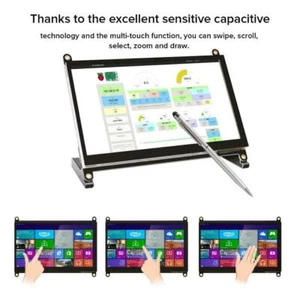 For Raspberry Pi 2/3B+/4 1024 x 600 7" IPS Display Capacitive Touch Monitor Used - Picture 1 of 5