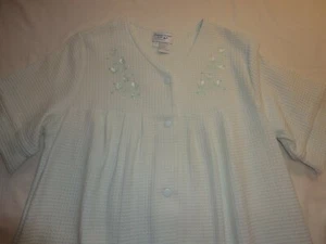 Amanda Stewart Duster Robe Housecoat Warm Cotton Snap Front Light Green Size S - Picture 1 of 4