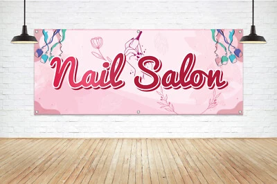 Cartel de vinilo genérico para salón de uñas tienda de belleza señalización frontal Foto 1 de 4