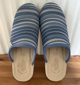 Zuecos Fly Flot Azul Rayas Malla Italia Zapatos Sin Cordones Sandalias Mules Reino Unido 7 UE 40 - Imagen 1 de 4