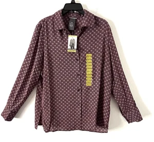 Blusa Chelsea & Theodore Mujer Talla M Manga Larga Abotonada Roja Gris Nueva Con Etiquetas - Imagen 1 de 7