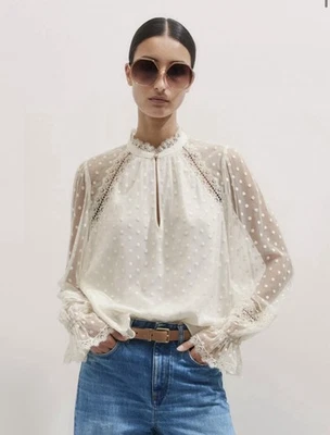 Blusa ME+EM Lunares Encaje Tul Mujer Talla 6 Crema Volantes Femenina Foto 1 de 4