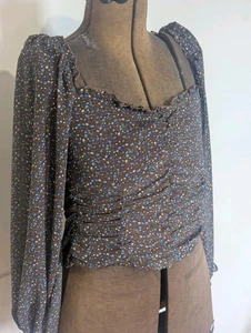 Astr The Label Women Milkmaid Puff Sleeve Top Size S Ditsy Print Renaissance - Picture 1 of 15