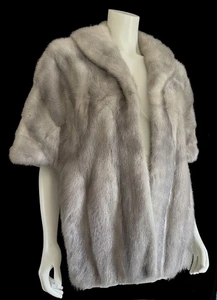 Cerulean Nerz Pelz Stola, Silber Winter Hochzeit Mantel, Saphir Jacke Schal, grau - Bild 1 von 7