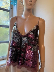 Free People Turn It On rosa grün Camisole Top Gr. M L - Bild 1 von 5