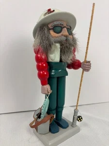 Nutcracker Vintage-Style Fly Fisherman, 12 in,  VG Condition, China - Picture 1 of 15