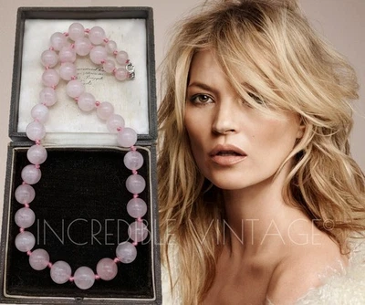 Chunky ROSE QUARTZ Beads Necklace Sterling Silver Romantic Jewellery Gift Boxed - Image 1 of 4