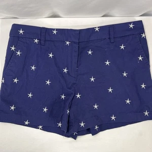 British Khaki Sz 12 Mid Rise Blue Americana Embroidered Stars Shorts - Picture 1 of 11