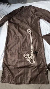Adult Monk Robe Costume with Hood, Rope Belt and Cross - Medieval Friar Outfit - Picture 1 of 8