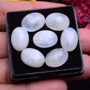 7 Pcs Natural Blue Shine Moonstone 14mmx10mm Oval Cabochon Untreated Gemstones - Picture 1 of 8