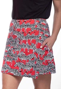 NEW Ibkul Faux Wrap Red Zebra Print Skort Golf Skirt SMALL - Picture 1 of 4