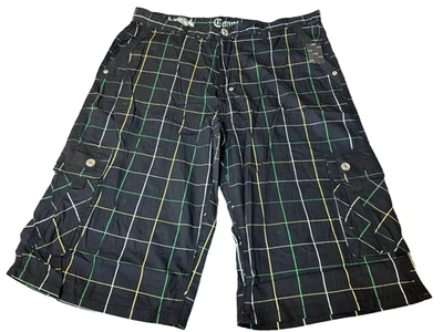 Pantalones Cortos Carga COOGI DE COLECCIÓN Negros a Cuadros Para Hombre 40 Sueltos Hip-Hop Patinador Urbano Y2K NUEVO Foto 1 de 4