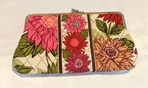 Vera Bradley Hello Dahlia Clutch Geldbörse Double Kiss Lock Rosa Grün Blumen Neu ohne Etikett - Bild 1 von 6