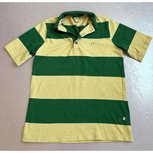 Hang Ten feet Herren Vintage gestreiftes Rugby Poloshirt gelb Größe Medium - Bild 1 von 6