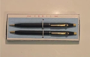 Vintage Cross Century USA Black Matte Ballpoint Pen & Pencil GE Clip Cross Box - Picture 1 of 6