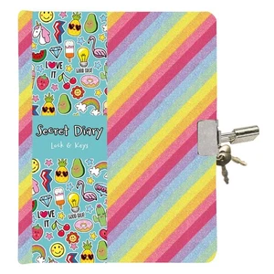 Diario Secreto con Cerradura y Llaves Niños Arco Iris Cuaderno Diario Papel Reglado - Imagen 1 de 2