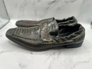 Mocasines Biarritz hechos a mano en Italia de cuero de cocodrilo en relieve para hombre talla 42 - Imagen 1 de 16