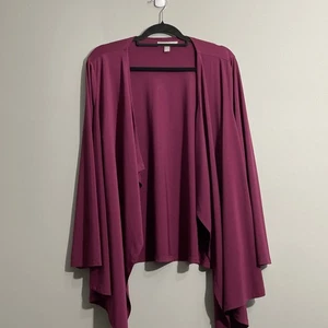 Woman Within 18/20 Cardigan – Lightweight Purple Knit, Flowing Open Front Style - Picture 1 of 9