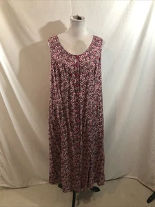 Just My Size Fuchsia Sleeveless Floral Button Up Dress - Womens 22W, Bust 22.5” - Picture 1 of 4