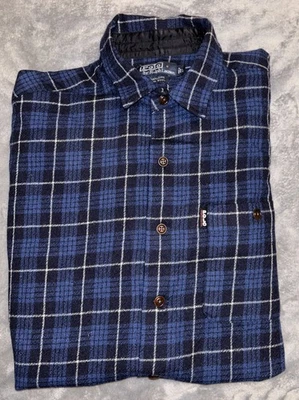 Camisa Polo Ralph Lauren Barlowe Para Hombre Grande 100% Lana Azul Franela a Cuadros Foto 1 de 4