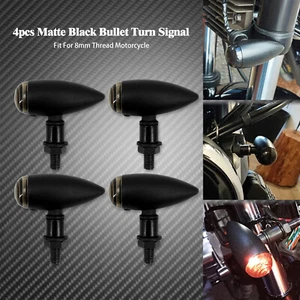 4 x Black Motorcycle Bullet Turn Signal Indicator Light Fit For Harley BMW Honda - Picture 1 of 12