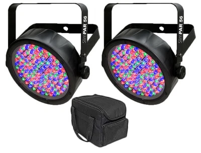 2 x Chauvet SlimPar 56 LED Par Wash Light & Carry Bag DMX RGB DJ Disco Lighting - Image 1 of 4