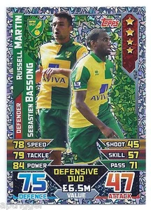 2015 / 2016 EPL Match Attax Duo (452) MARTIN / BASSONG Norwich City - Picture 1 of 1