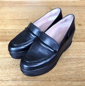 Robert Clergerie Black Leather Platform Loafers, Size 37.5 EU - Picture 1 of 10