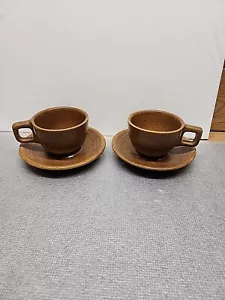 Set di 2 coppe e piattino maculati foglia d'acero Monmouth ceramica Mojave marrone maculato - Foto 1 di 3