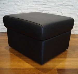 Schwarz Echt Leder Hocker Sitzhocker 100% Leder Puff Sitzwürfel 55x60 Würfel  - Bild 1 von 4
