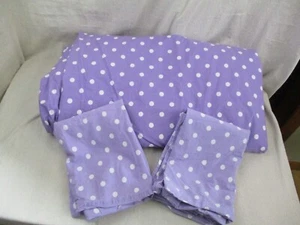 Pottery Barn Teen Polka Dots Purple White Full Queen Duvet Cover W/ Pillowcases - Picture 1 of 5