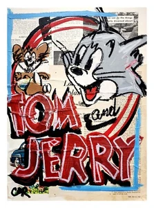 CORBELLIC EXPRESSIONISM 16X20 TOM & JERRY VINTAGE FINE ART HOME INTERIOR DESIGN - Picture 1 of 10