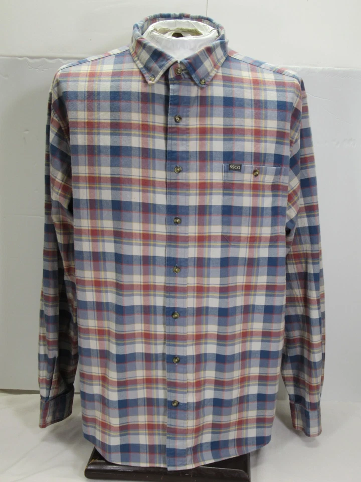 Camisa Southern Para Hombre 2X [52 Pecho 31L] Cuadros L/S Botón 2 Logo Pestañas Un Bolsillo Foto 1 de 4