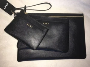 DKNY New Vela Triple R9321F12 3pc Zip Pouch Black Wallet Wristlet Set NWT $128 - Picture 1 of 3
