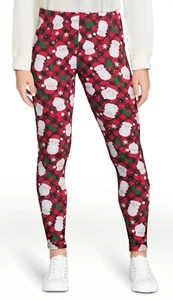 No Boundaries Juniors Plus XXXL Holiday Print Leggings Santa Clause Multicolor - Picture 1 of 5