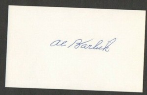 Al Barlick 3x5 signed auto autographed index note card MLB Umpire HOF