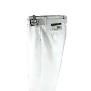 Bocaccio Uomo Boy's White Flat Front Dress Pants with a White Belt Sizes 4 - 20