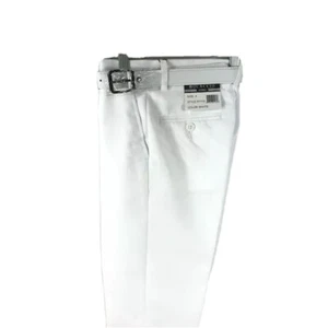 Bocaccio Uomo Boy's White Flat Front Dress Pants Hemmed White Belt Sizes 4 - 20R - Picture 1 of 3