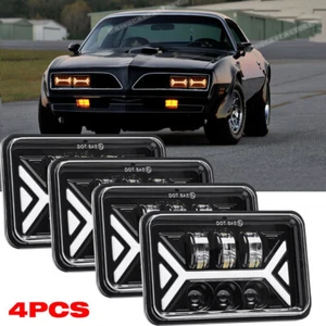 4pcs 4x6" LED Headlights Hi/Lo Beam DRL For 1977-1981 Pontiac Firebird Trans AM - Bild 1 von 10