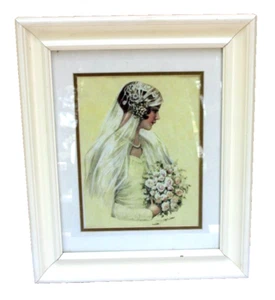 FIRMADO 1920 BODA VICTORIANA NOVIA ENMARCADO LIENZO MATE IMPRESIÓN 18" X 15" - Imagen 1 de 6