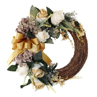 Hydrangea & Rose Wreath Artificial Flower Vintage color - Image 1 of 4
