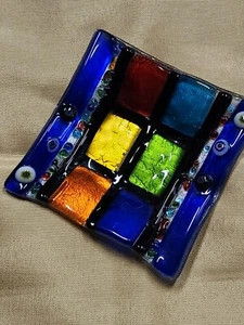 Murano-style Millefiori 3.5" Trinket Jewlery Art Glass Fused Glass - Picture 1 of 7