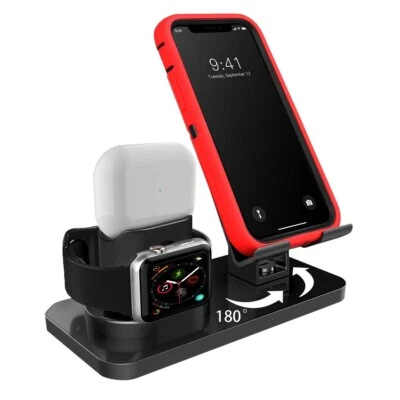 3in1 Universal Charging Dock Station Holder Stand for iPhone Apple Watch AirPods - Image 1 of 4