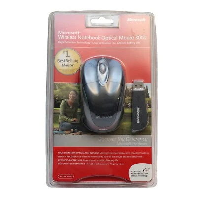 Microsoft Wireless Notebook Optical Mouse 3000 Model 1056 1051 PC Windows & Mac - Image 1 of 3