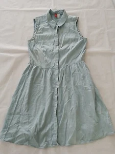 Ladies Shirt Dress H&M Size 10 Sleeveless Button Up Denim Look Blue 22672 - Picture 1 of 19