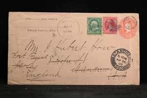 Wyoming: Wells 1900 Cover to Canada, Forwarded to GB, Scarce DPO Uinta Co - Picture 1 of 3