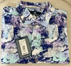 NWT Hart Schaffner Marx size L blue purple short sleeve button up shirt mens $85 - Picture 1 of 6
