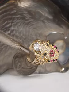 585 YELLOW GOLD FROG DESIGN CLUSTER RING - RUBY , SAPPHIRE & ZIRCONIA ! - Picture 1 of 20